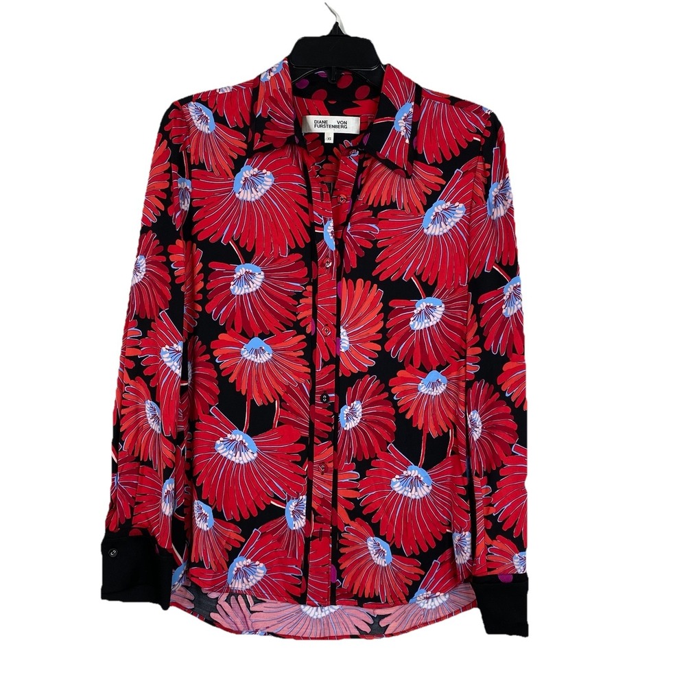 Diane Von Furstenberg Yulia Floral EcoVero-blend twill Button shirt‎ Women's XS
